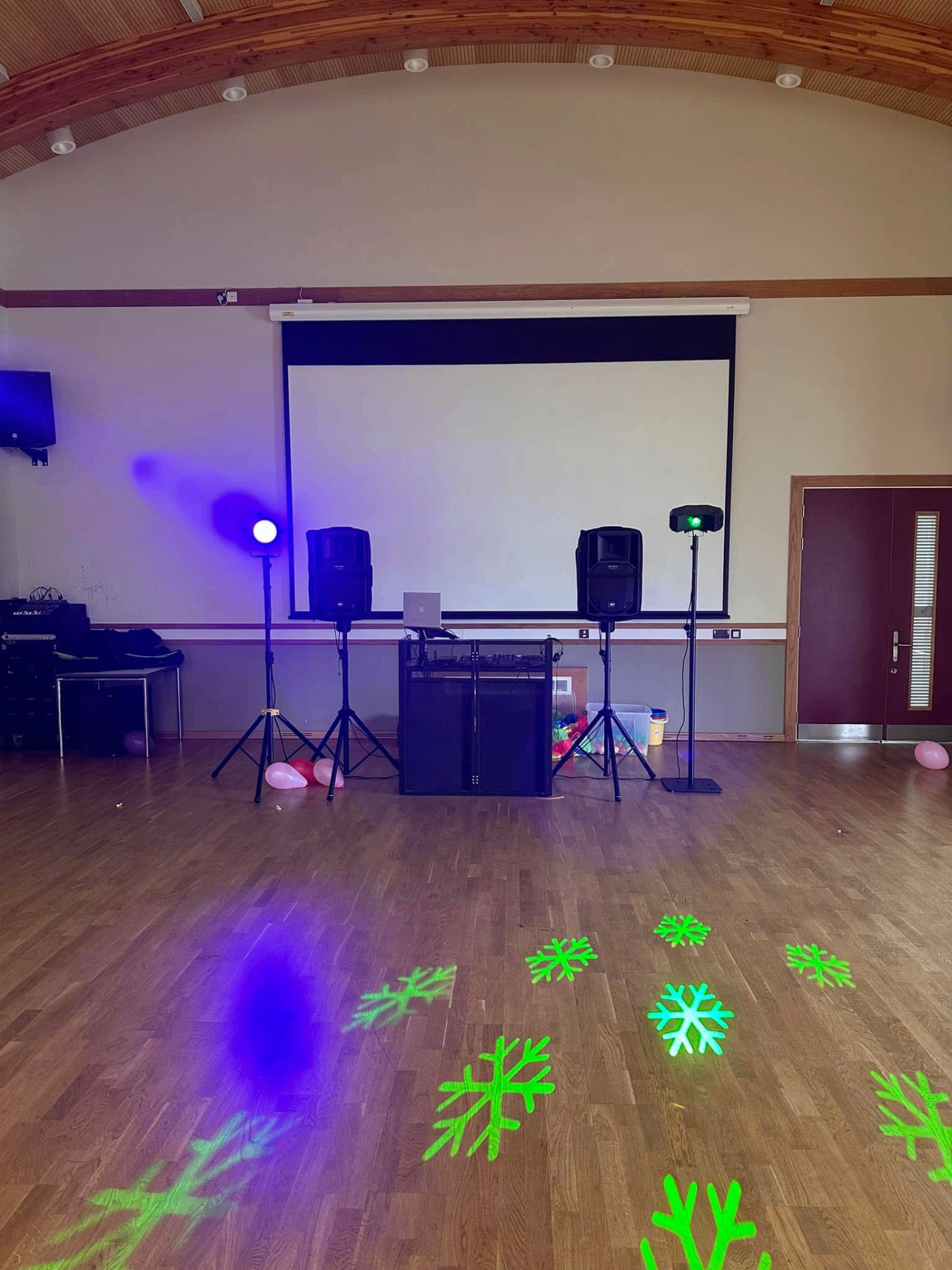 Disco lights and DJ set-up for a party