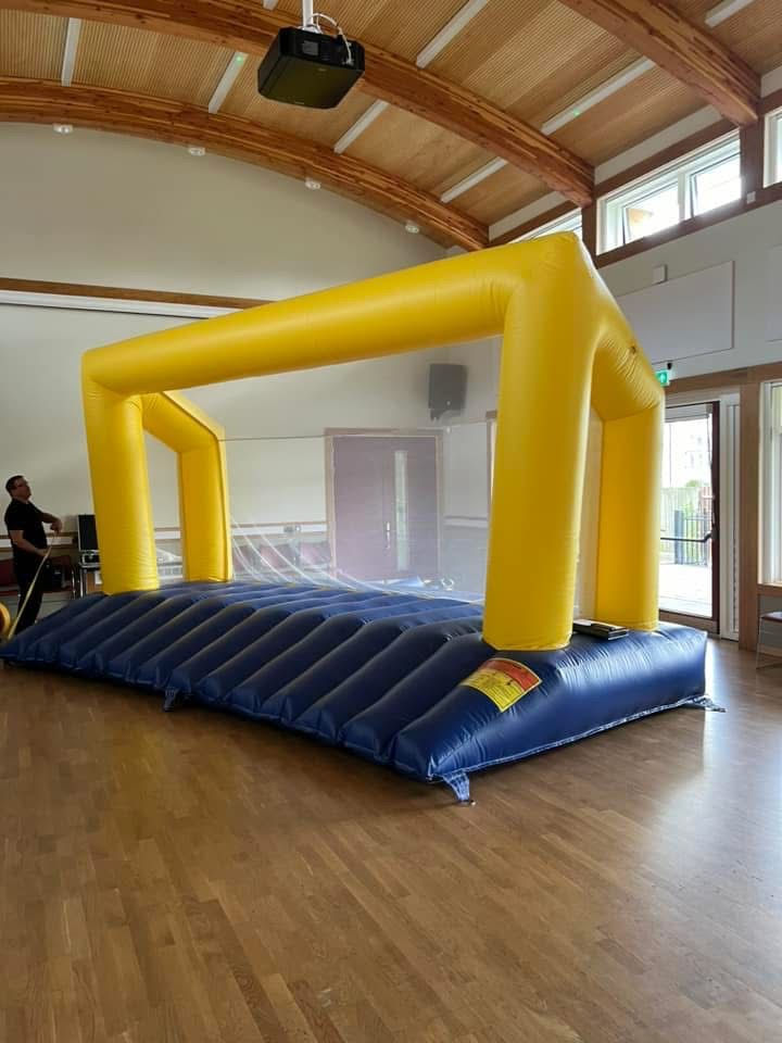 Inflatable games set up for a children's party