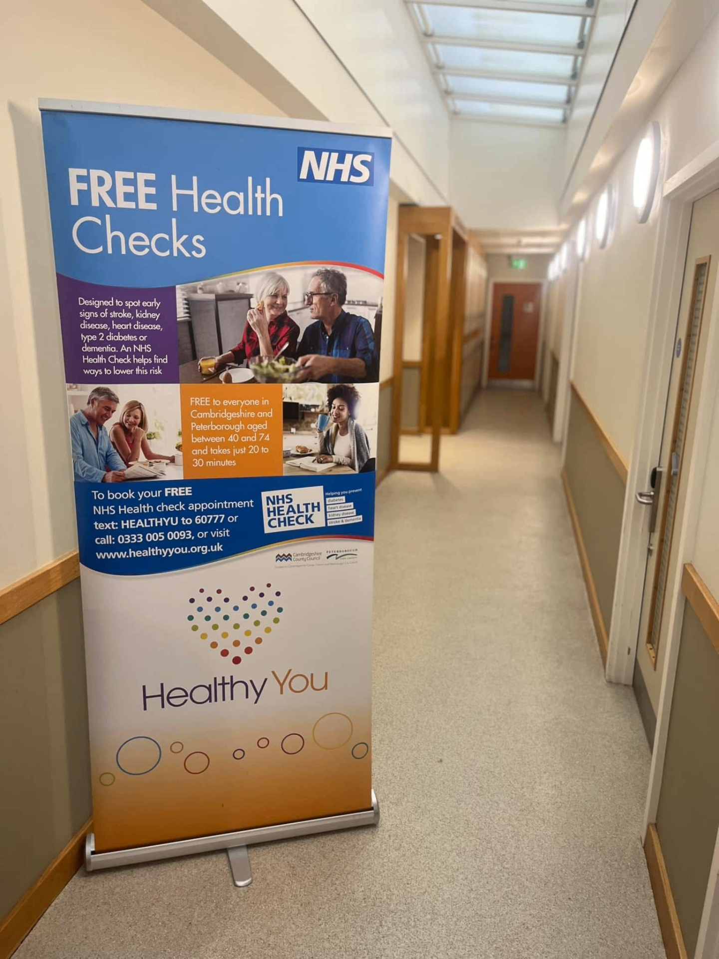 NHS Free Health Checks pop-up in the corridor